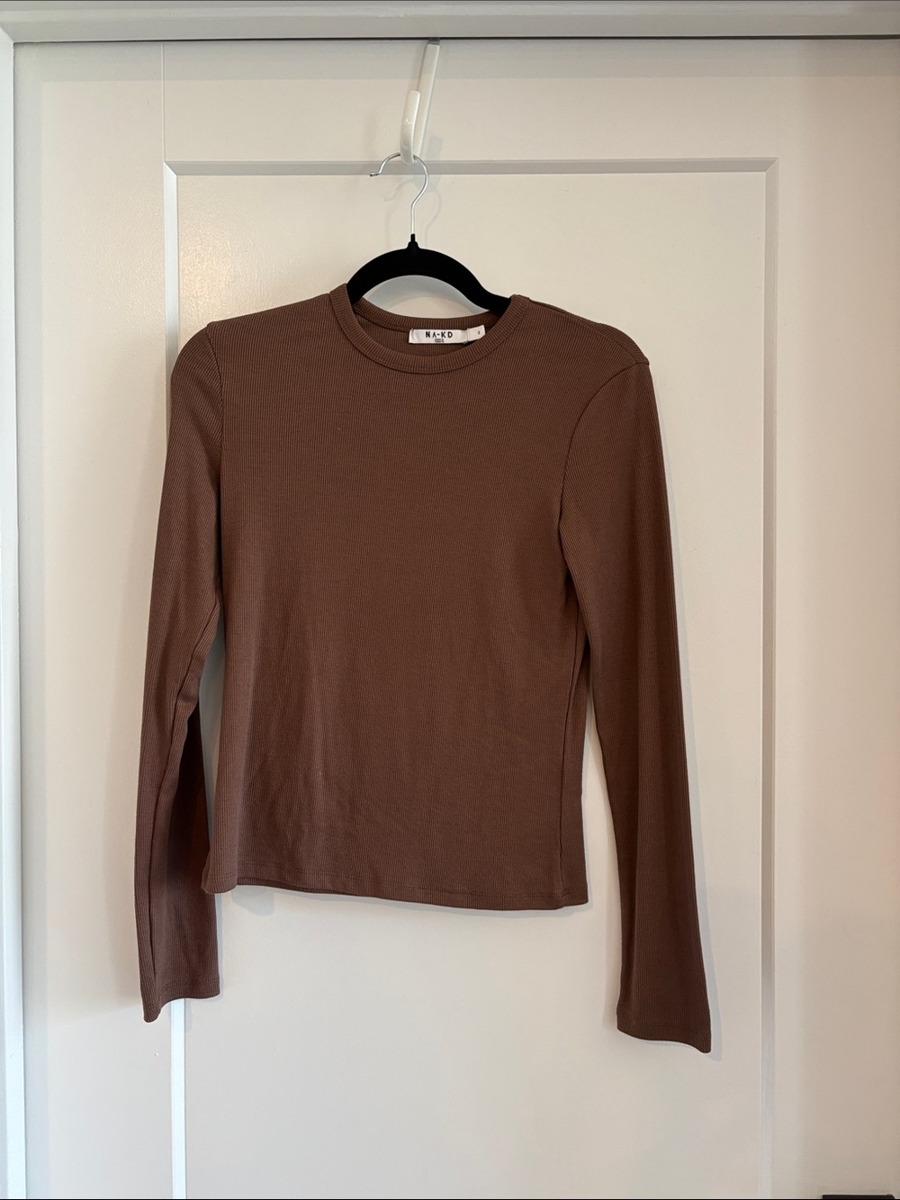 NA-KD Women's Long Sleeve Crewneck Top - Brown